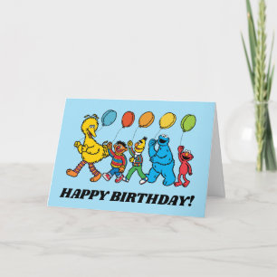 Tarjeta Amigos de la Calle Sésamo   Globos de Fiesta