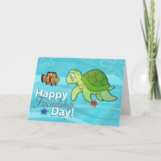 Tarjeta Amigos de la tortuga marina y el pez payaso - Día
