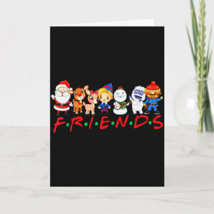 Tarjeta Amigos de Navidad Santa Rudolph Muñeco de Nieve Fa