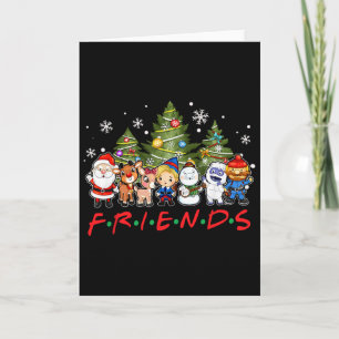 Tarjeta Amigos de Navidad Santa Rudolph Muñeco de Nieve Fa