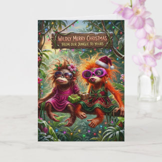Tarjeta Amigos del mono divertidos Navidad selva tropical