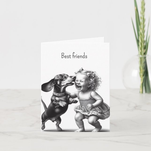 Tarjeta Amigos del perro salchicha vintage (Anverso)