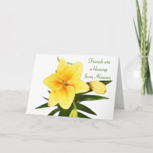 Tarjeta Amigos Florales Flor de Lirio Amarillo - Lirios