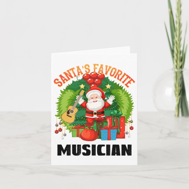 Tarjeta Amigos Guitarista Favorito, guitarrista de Navidad (Anverso)