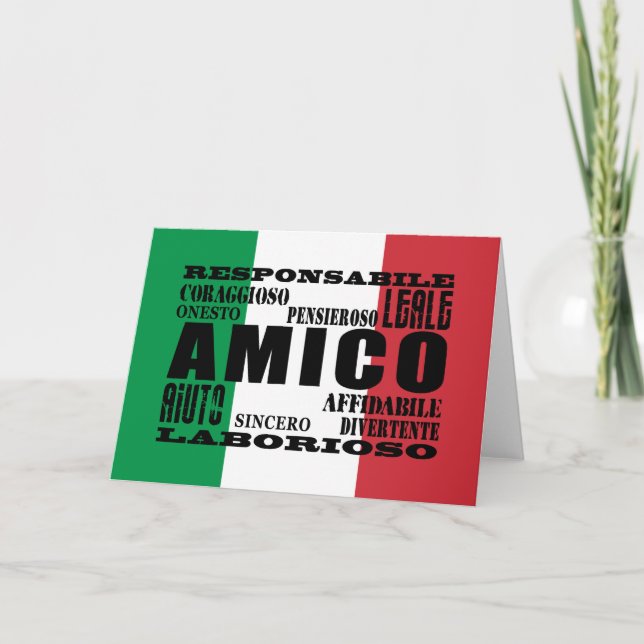 Tarjeta Amigos italianos: Calidades (Anverso)