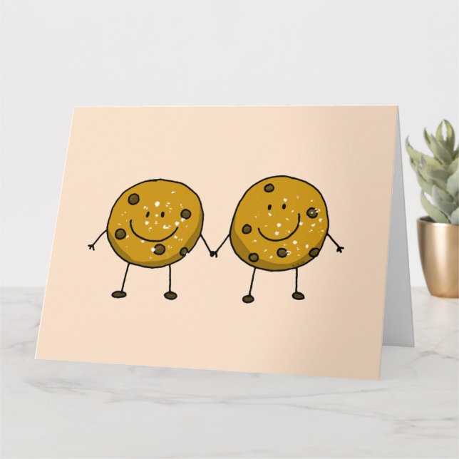 Tarjeta amigos lindos de galletas de chocolate (Planta pequeña)