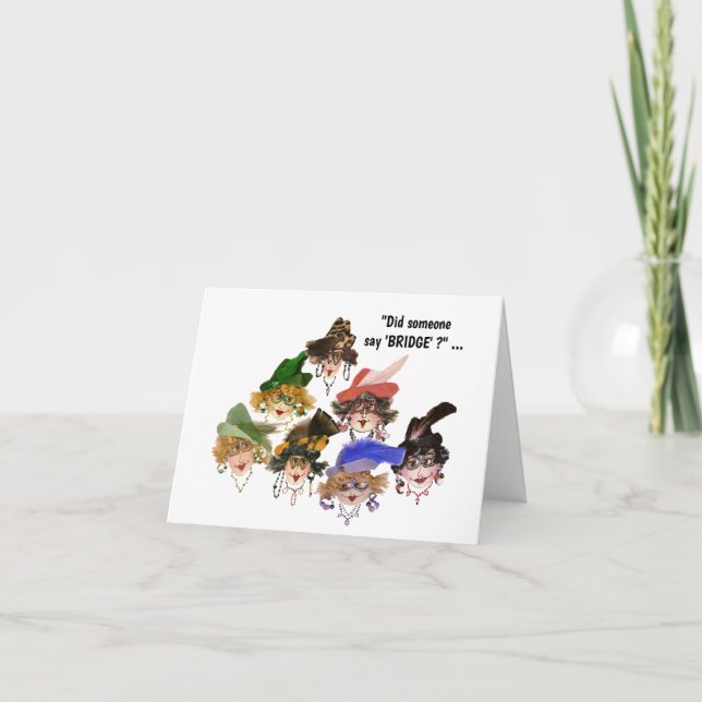 Tarjeta Amigos mujeres singulares que juegan al puente (Anverso)