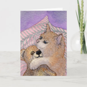 Tarjeta Amigos Para Siempre - Gato Hugs Bear