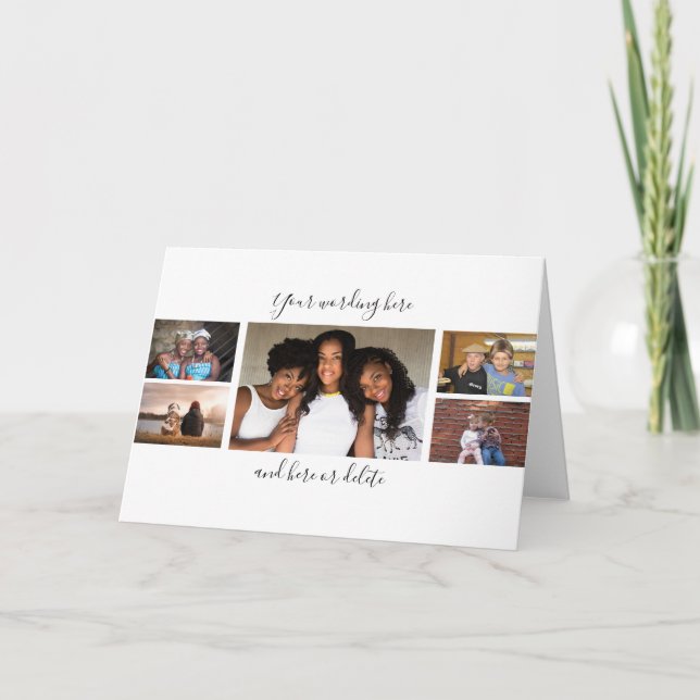 Tarjeta Amigos personalizado 7 collage de fotos con guión (Anverso)