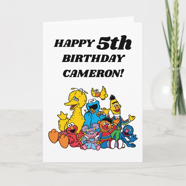 Tarjeta Amigos Simples de Sesame Street 1er Cumpleaños (Anverso)