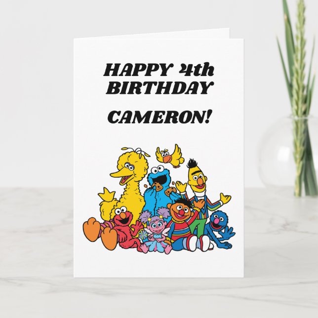 Tarjeta Amigos Simples de Sesame Street 1er Cumpleaños (Anverso)