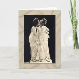 Tarjeta Amigos susurrando secretos Imagen victoriana