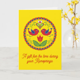 Tarjeta Amish - Signo Hexagonal Distelfinks Corazones de T
