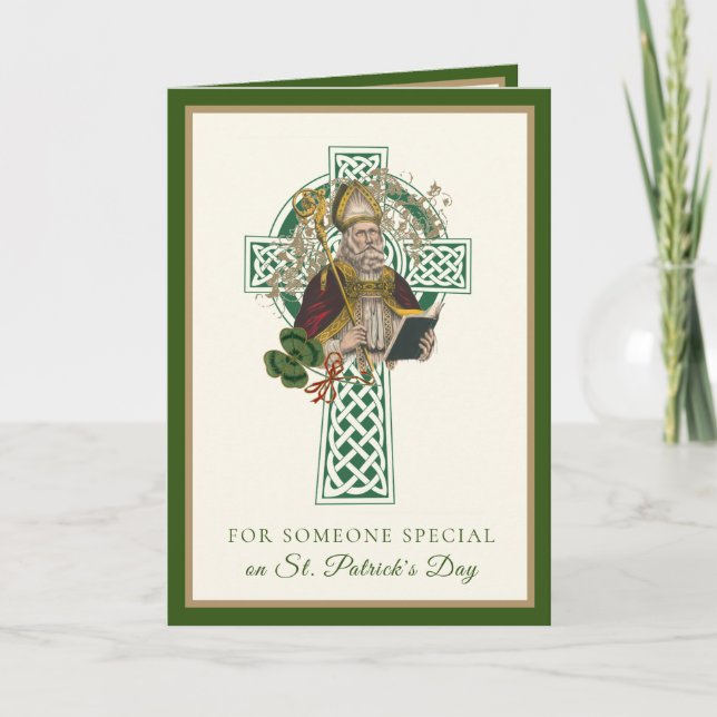 Tarjeta Amistad Católica Tréboles del Día de San Patricio (Anverso)