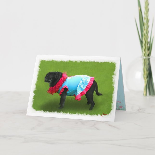 Tarjeta Amistad con Pug (Anverso)