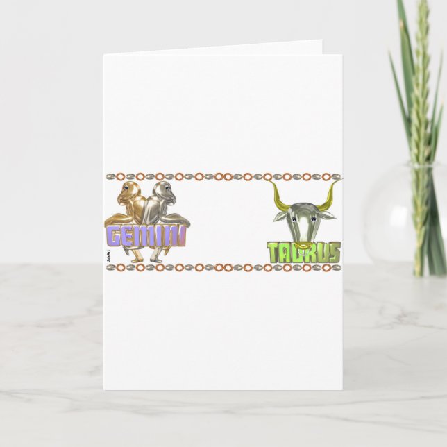 Tarjeta Amistad de la astrología del tauro de los géminis (Anverso)