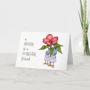 Tarjeta Amistad de la hermana, gnomos, arte de la