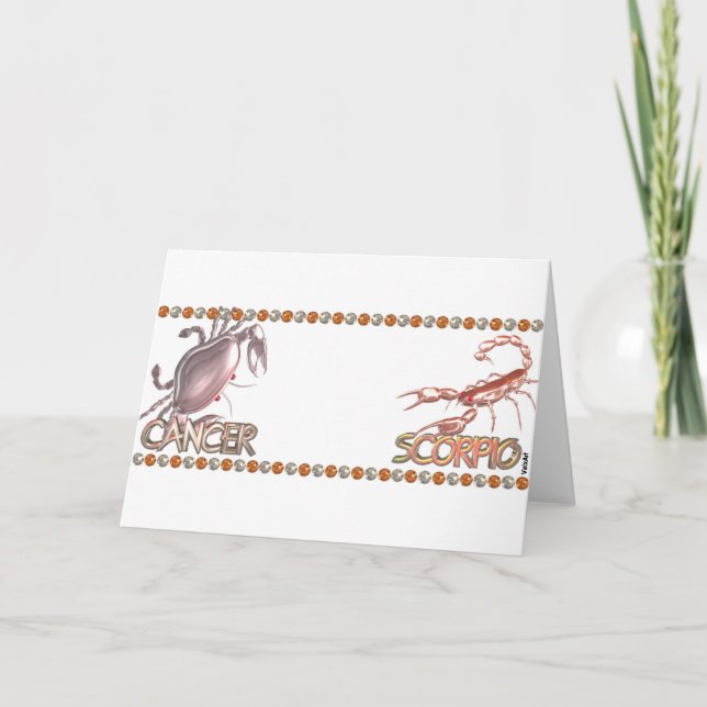 Tarjeta Amistad del zodiaco del escorpión del cáncer por (Anverso)