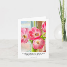 Tarjeta Amistad Diciendo Para Cualquiera Tulipanes Rosados