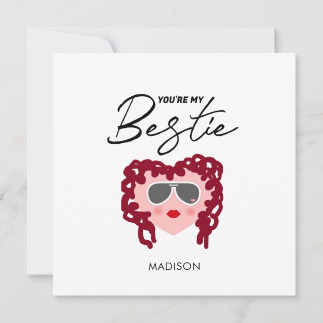 Tarjeta Amistad divertida Corazón Rosa Bestie Personalizad (Anverso)