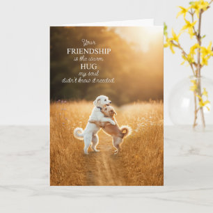 Tarjeta Amistad Perritos Adorables en un Campo Soleado Abr