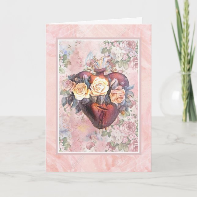 Tarjeta Amistad Religiosa Oración Virgen María Corazón (Anverso)