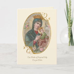 Tarjeta Amistad Religiosa Oración Virgen María Vintage Ca