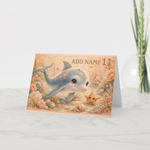 Tarjeta Amistad Submarina - Cumpleaños de delfín y estrell
