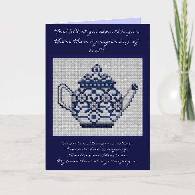 Tarjeta AMISTAD TEA Cross Stitch Style Diseño (Anverso)