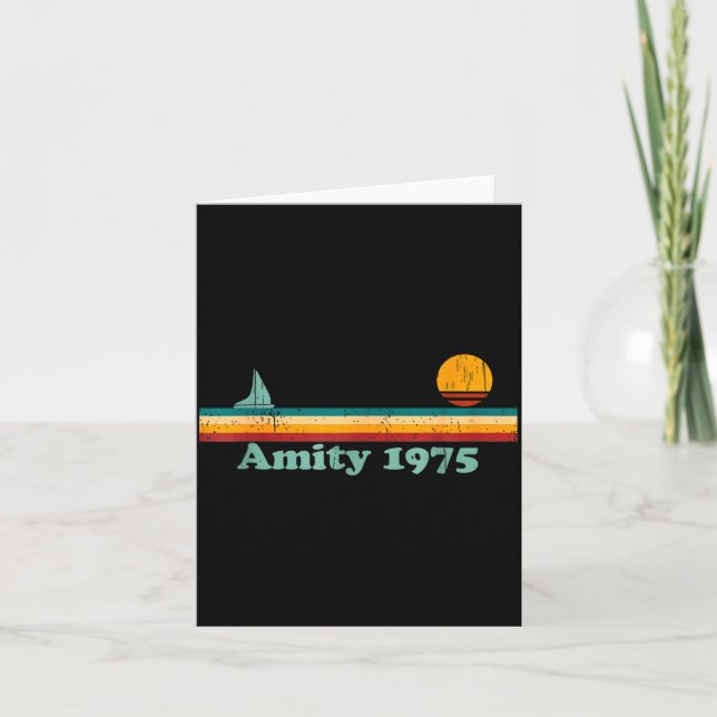Tarjeta Amity 1975 Idea de diseño de velero retro y puesta (Anverso)