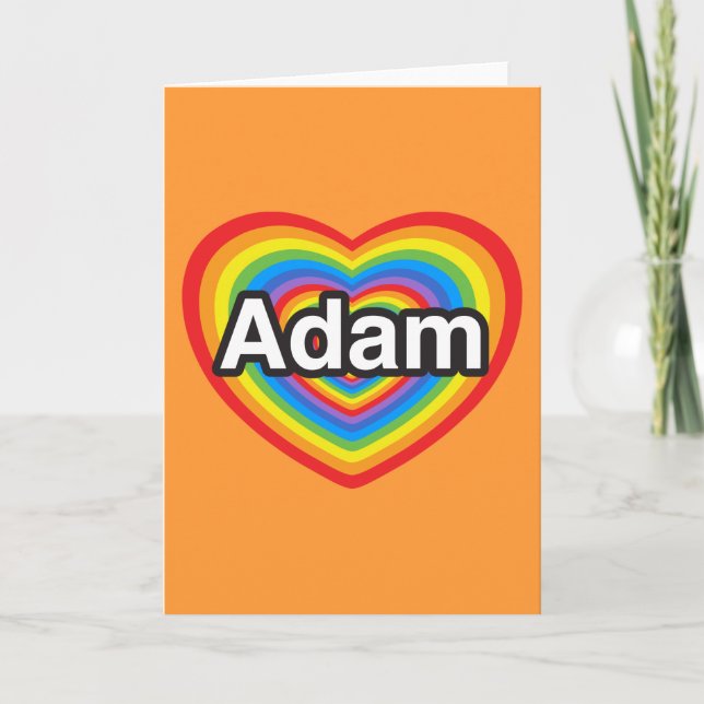 Tarjeta Amo a Adam. Te amo, Adam. Corazón (Anverso)