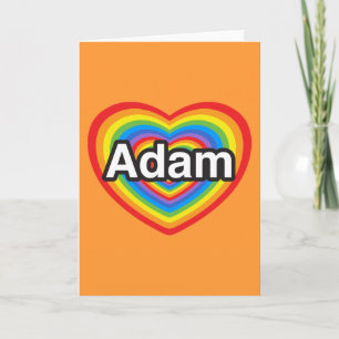 Tarjeta Amo a Adam. Te amo, Adam. Corazón