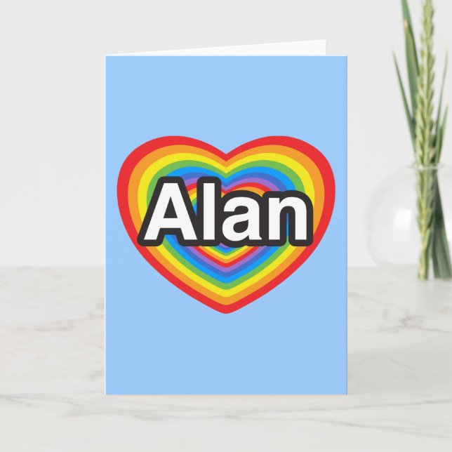 Tarjeta Amo a Alan. Te amo Alan. Corazón (Anverso)
