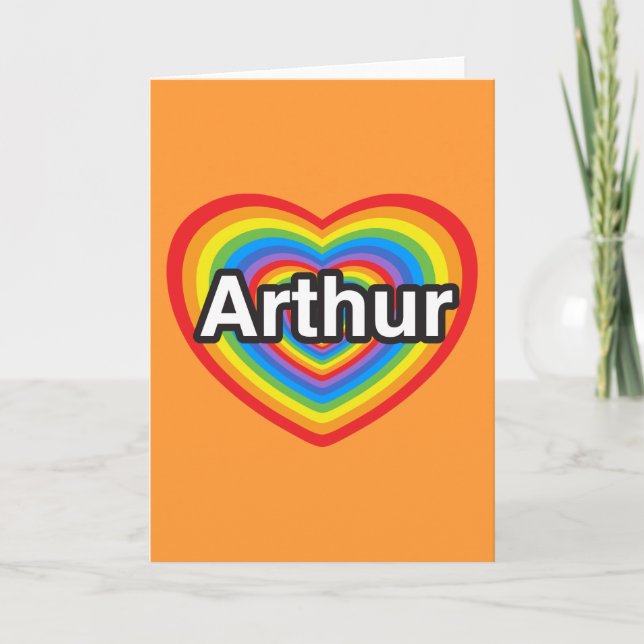 Tarjeta Amo a Arturo. Te amo Arturo. Corazón (Anverso)