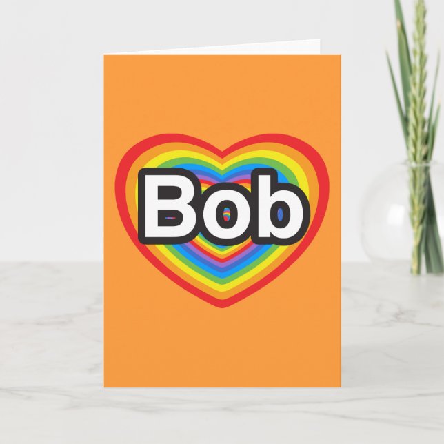 Tarjeta Amo a Bob. Te amo Bob. Corazón (Anverso)