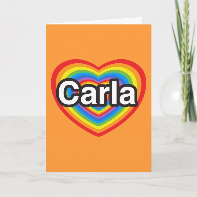 Tarjeta Amo a Carla. Te amo Carla. Corazón (Anverso)