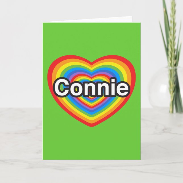 Tarjeta Amo a Connie. Te amo Connie. Corazón (Anverso)