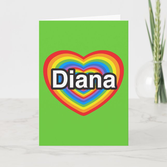 Tarjeta Amo a Diana. Te amo, Diana. Corazón (Anverso)
