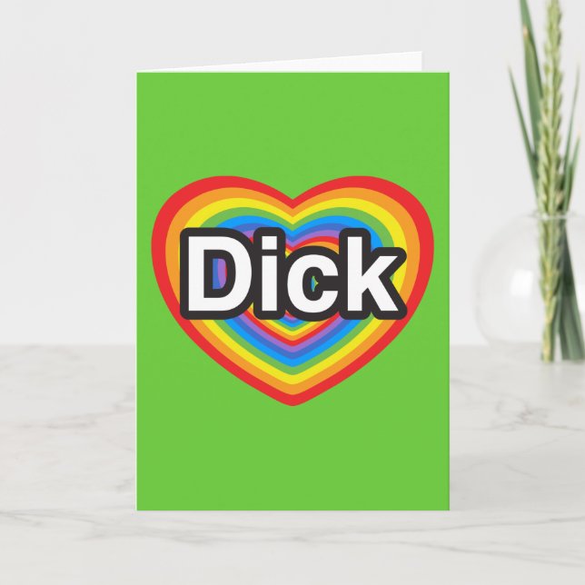 Tarjeta Amo a Dick. Te amo Dick. Corazón (Anverso)