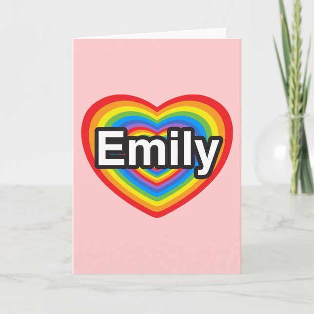 Tarjeta Amo a Emily. Te amo Emily. Corazón (Anverso)