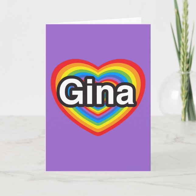 Tarjeta Amo a Gina. Te amo, Gina. Corazón (Anverso)