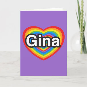 Tarjeta Amo a Gina. Te amo, Gina. Corazón