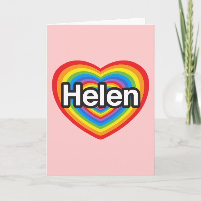 Tarjeta Amo a Helen. Te amo, Helen. Corazón (Anverso)