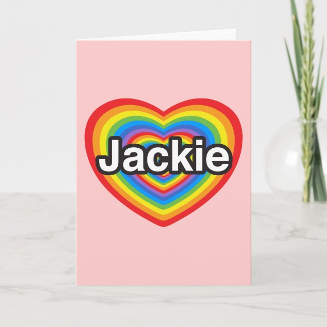 Tarjeta Amo a Jackie. Te amo Jackie. Corazón (Anverso)
