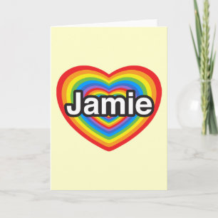Tarjeta Amo a Jamie. Te amo Jamie. Corazón