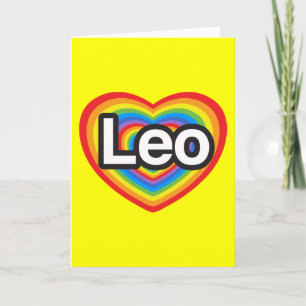 Tarjeta Amo a Leo. Te amo Leo. Corazón