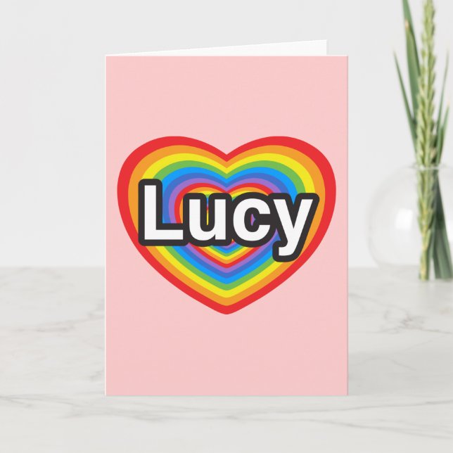 Tarjeta Amo a Lucy. Te amo Lucy. Corazón (Anverso)