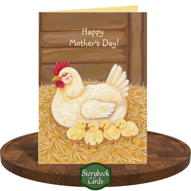 Tarjeta Amo a mamá pollo durmiendo bebés Día de la Madre (Subido por el creador)