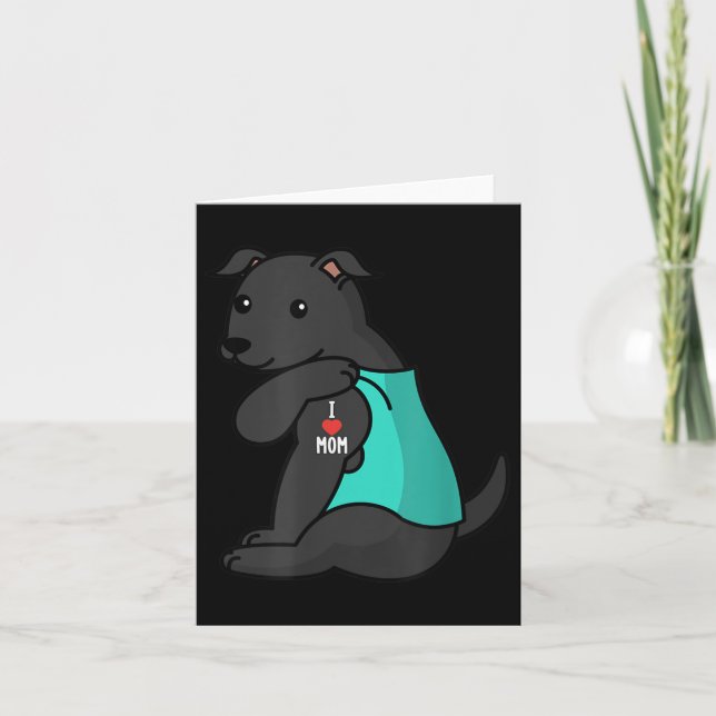 Tarjeta Amo a mamá Tattoo, madre de perro negro (Anverso)