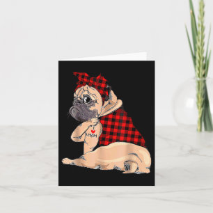 Tarjeta Amo a mamá Tattoo Pug Perros Amantes de Bandana Ma